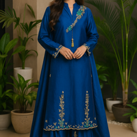 Ink blue hand embroidered 3 piece