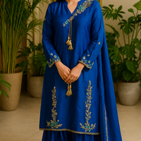 Ink blue hand embroidered 3 piece