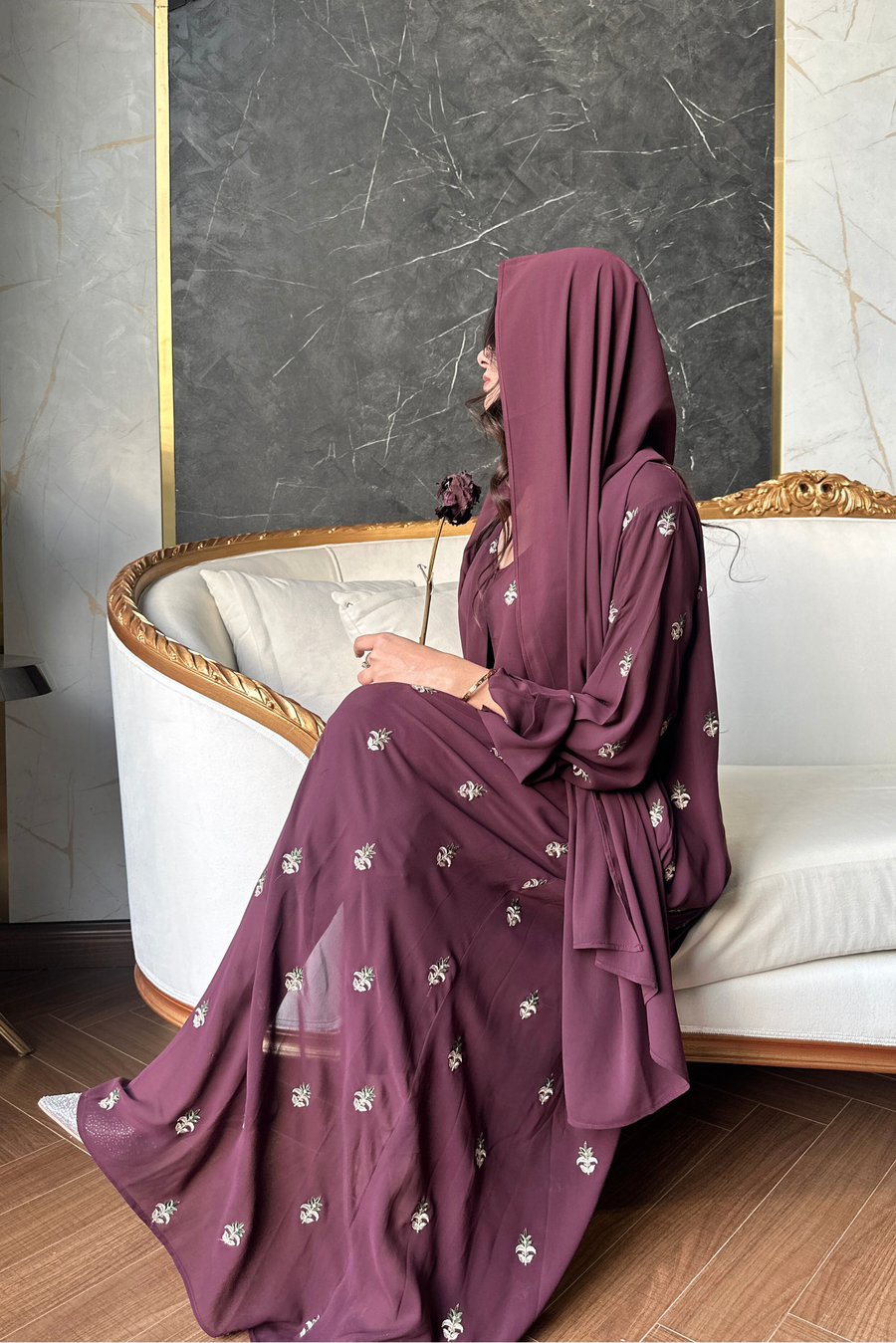 Plum Embroidered Abaya