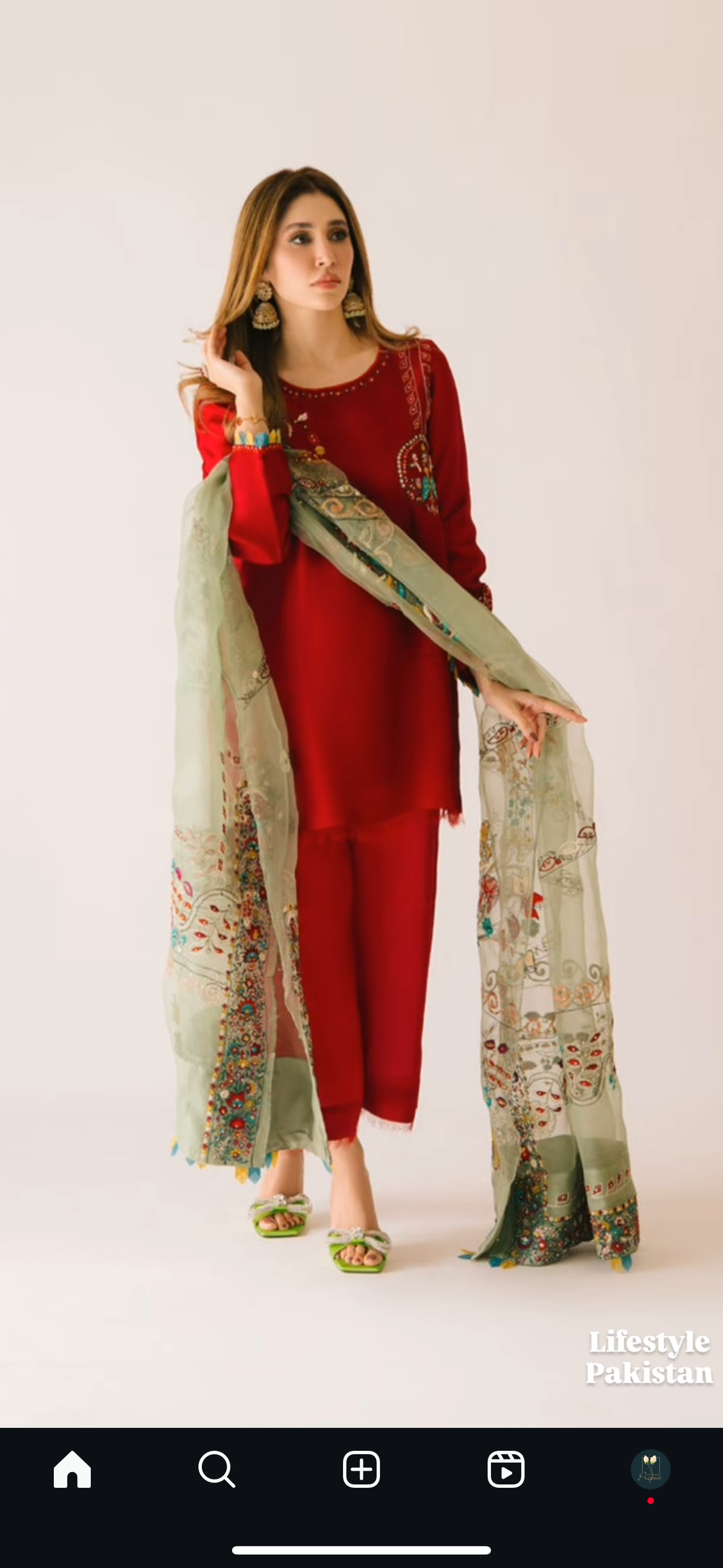Red Maroon hand embroidered 3 piece