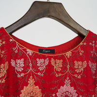 2 Pc - Red Embroidered Karandi Suit