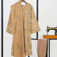 2 Pc - Beige Embroidered Karandi Suit
