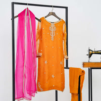 3 Pc - Embroidered Multicolored Suit