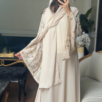 Beige Hand Embroidered Abaya