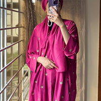 Pink Embroidered Abaya