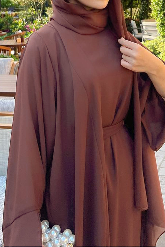 Dark Brown - Open Abaya