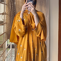 Mustard Embroidered Abaya