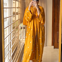 Mustard Embroidered Abaya