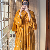 Mustard Embroidered Abaya