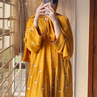 Mustard Embroidered Abaya