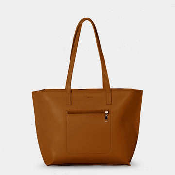 Copper Brown Zippered Tote Bag