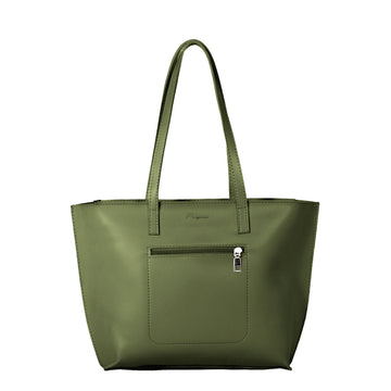 Olive Green Zippered Tote Bag