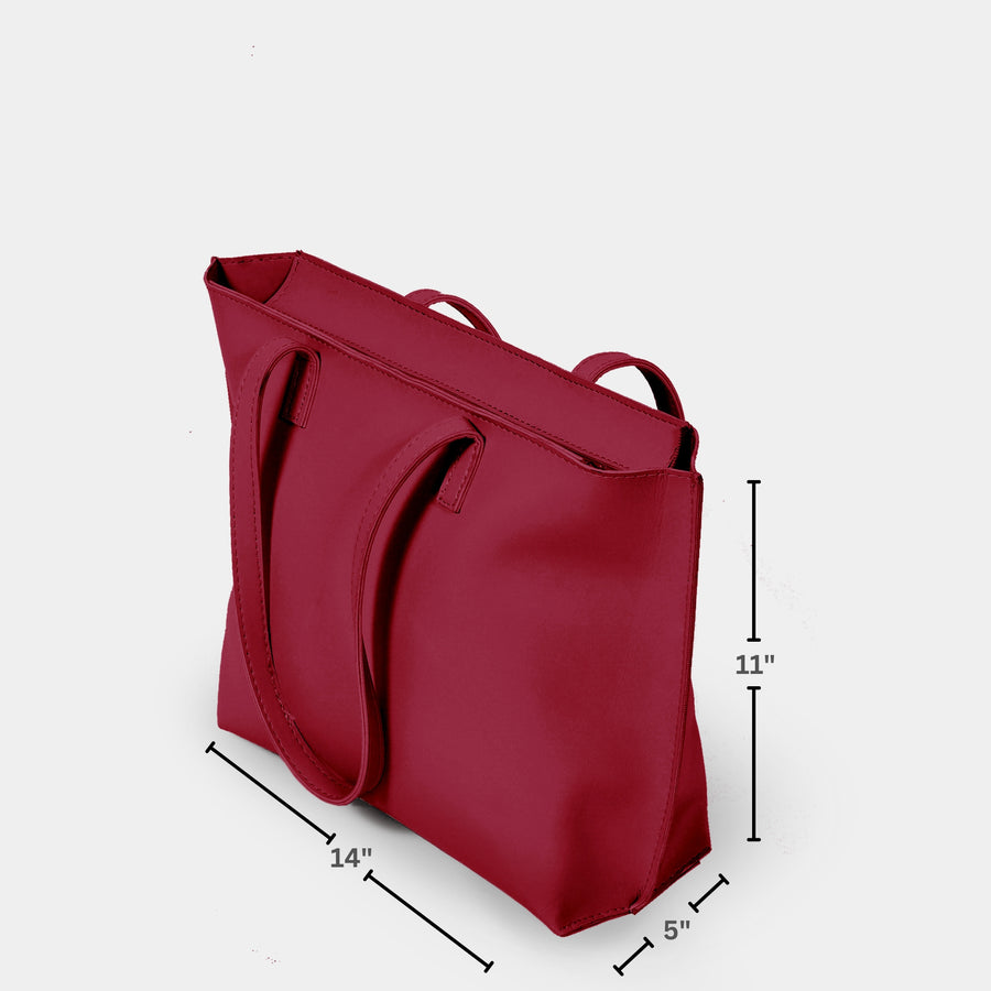 Crimson Zippered Tote Bag