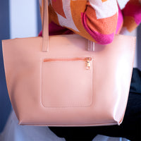 Peach Zippered Tote Bag