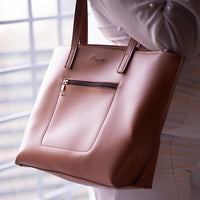 Copper Brown Zippered Tote Bag